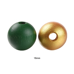 160Pcs 4 Colors Christmas Painted Natural Wood Round Beads&nbsp;WOOD-LS0001-01N