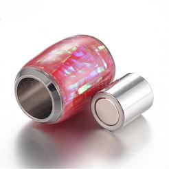 304 Stainless Steel Enamel Magnetic Clasps with Glue-in Ends&nbsp;STAS-P096-M