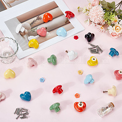 24Pcs 12 Colors Heart Porcelain Drawer Cabinets Handles&nbsp;FIND-GO0004-71
