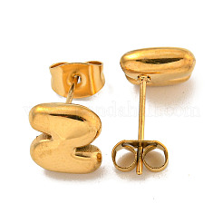 Chunk Letter 304 Stainless Steel Stud Earrings for Women&nbsp;EJEW-G386-01Z-G