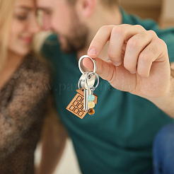 2Pcs 2 Styles Alloy with Gemstone Beads and Iron Keychains&nbsp;KEYC-FH0001-63