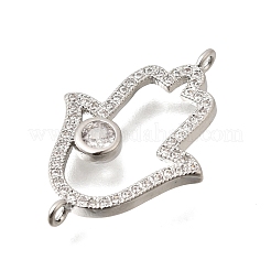 Brass Micro Pave Clear Cubic Zirconia Hollow Connector Charms&nbsp;KK-C255-02P