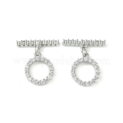 Rack Plating Eco-Friendly Brass Pave Clear Cubic Zirconia Toggle Claps&nbsp;KK-K330-45P