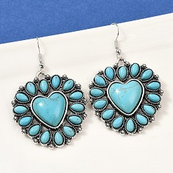 Alloy Synthetic Turquoise Dangle Earrings for Women&nbsp;EJEW-U053-11AS