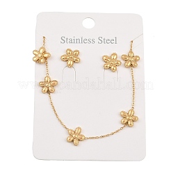 Flower 304 Stainless Steel Necklaces & Stud Earrings Sets for Women&nbsp;SJEW-K003-01G