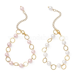 2Pcs Round Shell Pearl Beads Link Bracelets&nbsp;BJEW-JB12774