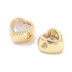 Brass with Single Clear Cubic Zirconia Beads&nbsp;KK-C051-33G