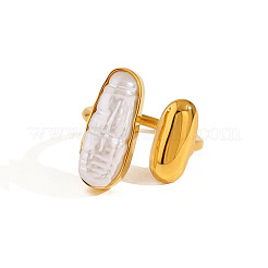 304 Stainless Steel with Plastic Pearl Cuff Open Rings&nbsp;FS-WGD589A-03