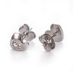 304 Stainless Steel Rhinestone Stud Earrings&nbsp;EJEW-F227-03P