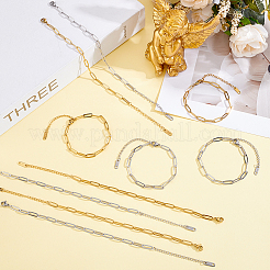 16Pcs 2 Colors 304 Stainless Steel Paperclip Chains Bracelets for Women&nbsp;BJEW-ME0001-23