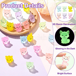 30Pcs 6 Colors Luminous Resin Fox Display Decoration&nbsp;CRES-CJ0001-81