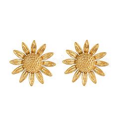 304 Stainless Steel Flower Stud Earrings for Women&nbsp;WGCA36C-01