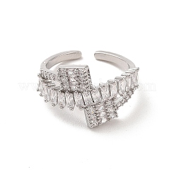 Brass Micro Pave Cubic Zirconia Open Cuff Rings&nbsp;RJEW-R146-16A-P