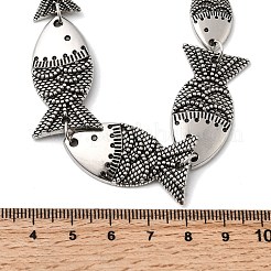 Tibetan Style Alloy Graduated Fish Link Chain Necklaces for Women&nbsp;LS-NJEW-C102-01AS