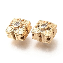 Brass Micro Pave Clear Cubic Zirconia Beads&nbsp;KK-M318-34G-01