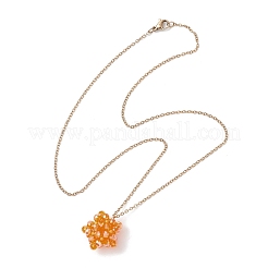 Handmade Glass Seed Beaded Star Pendant 304 Stainless Steel Cable Chain Necklaces for Women&nbsp;NJEW-MZ00118-05