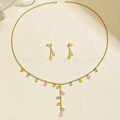 Alloy Plastic Teardrop Charms Earrings & Necklaces Sets for Women&nbsp;EK3257