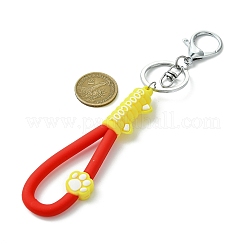 Cat Paw Print PVC & Iron Alloy Lobster Claw Clasp Keychain&nbsp;KEYC-JKC01104-01