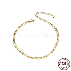 925 Sterling Silver Figaro Chain Anklet&nbsp;AJEW-F162-009G