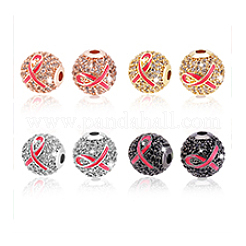 8Pcs 4 Colors Brass Micro Pave Cubic Zirconia Beads&nbsp;KK-PH0011-56