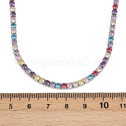 925 Sterling Silver Pave Colorful Cubic Zirconia Tennis Necklaces for Women&nbsp;NJEW-C096-01B-P01