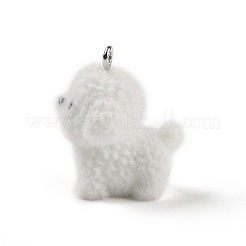 Flocking Resin Cute Puppy Pendants&nbsp;MACR-P043-L01