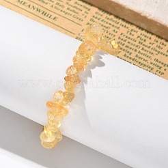 Chips Natural Citrine(Dyed & Heated) Beaded Stretch Bracelets&nbsp;BJEW-JB01826-08