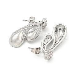 Teardrop Brass Pave Clear Cubic Zirconia Stud Earrings&nbsp;EJEW-M258-80P