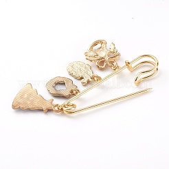Christmas Theme Brass Safety Brooch&nbsp;X-JEWB-BR00046-03