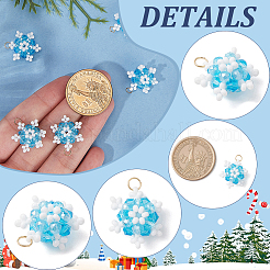 20Pcs Glass Seed Beaded Snowflake Pendants&nbsp;FIND-SC0020-41