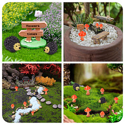30Pcs 5 Styles Resin Hedgehog & Mushroom Display Decoration&nbsp;DJEW-TA0001-49