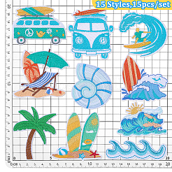 15Pcs Embroider Thread Iron on/Sew On Patches&nbsp;PATC-PH0001-49