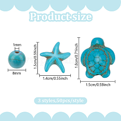 150Pcs 3 Styles Synthetic Turquoise Beads&nbsp;G-HY0001-68