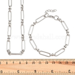 304 Stainless Steel Paperclip Chains Bracelet & Necklace Jewelry Sets&nbsp;SJEW-L199-02P