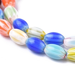 Oval Handmade Millefiori Glass Beads Strands&nbsp;LK-R004-85