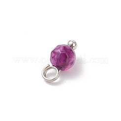 Natural Agate(Dyed & Heated) Faceted Round Charms&nbsp;PALLOY-JF04286-02