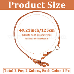 2Pcs 2 Colors Bohemian Imitation Leather Tassel with Alloy Ring Waist Chain Belts for Women&nbsp;AJEW-CL0005-22B