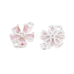 Brass Pave Pink Cubic Zirconia Connector Charms&nbsp;CU-CBAA6E8-01S