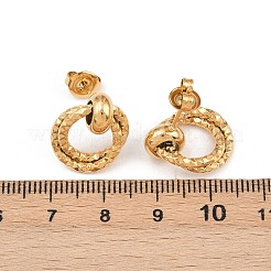 304 Stainless Steel Textured Ring Stud Earrings&nbsp;EJEW-P324-03G