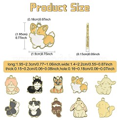 30Pcs 10 Styles Golden Plated Alloy Enamel Pendants&nbsp;ENAM-FS0004-38