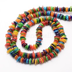 Dyed Disc Natural Freshwater Shell Beads Strands&nbsp;SHEL-E355-15