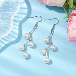 Round Imitation Pearl Acrylic Dangle Earrings&nbsp;EJEW-JE05855