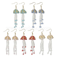 304 Stainless Steel Glass Seed Beads Jellyfish Dangle Earrings&nbsp;EJEW-MZ00553