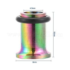 12Pcs 6 Colors 316 Surgical Stainless Steel Screw Ear Gauges Flesh Tunnels Plugs&nbsp;STAS-YW0001-14