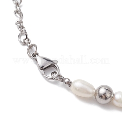 Natural Pearl with Cross Alloy Pendant Necklaces&nbsp;NJEW-JN04813
