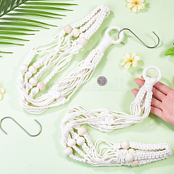 2Pcs Handmade Macrame Polyester with Wood Bead Plant Hanger&nbsp;AJEW-HS0001-46