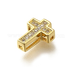 Brass Micro Pave Cubic Zirconia Beads&nbsp;KK-P295-21G