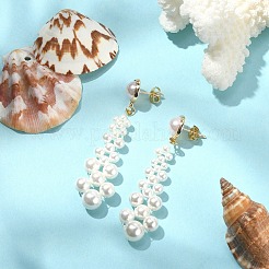 Shell Pearl Beaded Teardrop Dangle Stud Earrings&nbsp;EJEW-TA00241