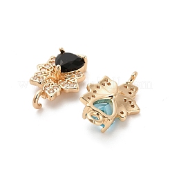 Glass Heart Connector Charms&nbsp;KK-M314-15KCG