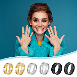 36Pcs 18 Style 201 Stainless Steel Grooved Finger Ring Settings&nbsp;RJEW-UN0002-84